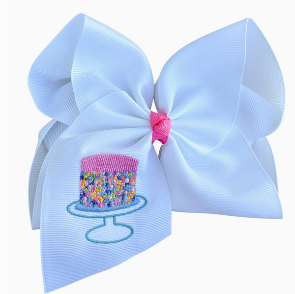Confetti Cake Embroidered Hair Bow
