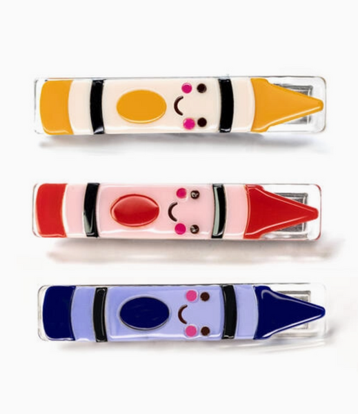 Happy Crayons Navy Red Yellow Alligator Clips