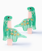 Preciousaurus Dinosaur Pearlized Green Hair Clips