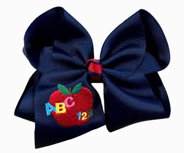 ABC/123 Embroidered Hair Bow