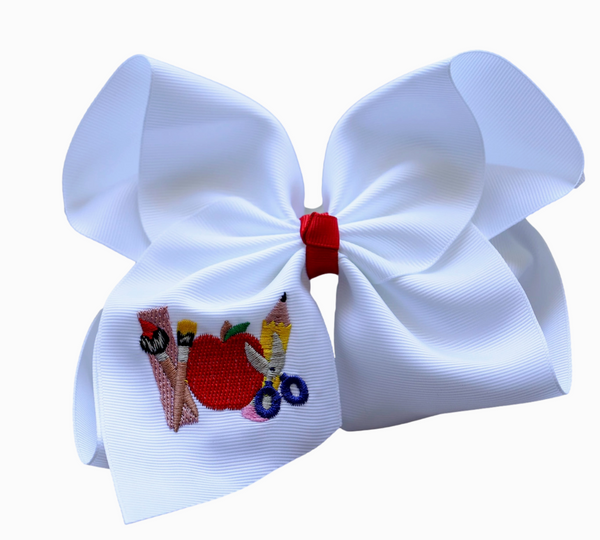 School Rules Embroidered Hair Bow