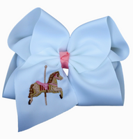 Carousel Horse Embroidered Bow