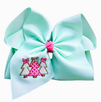 Sugar Mint Joy Trees Embroidered Bow