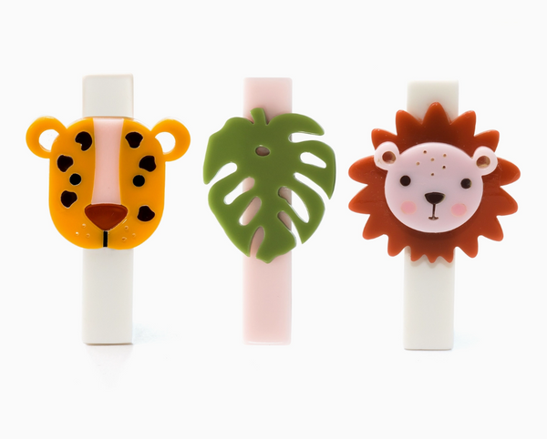 Lion and Leopard Jungle Trio Hair Clip Set