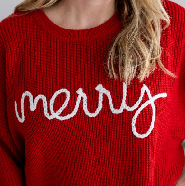 Merry Christmas Yarn Knit Adult Sweater