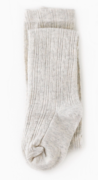 Heathered Ivory Cable Knit Tights