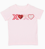 Xoxo Sequin Patch Valentine's Day Short Sleeve T-Shirt