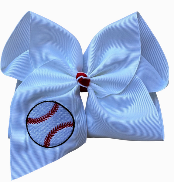 Baseball Embroidered Bow