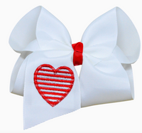 Striped Heart Embroidered Bow ❤️