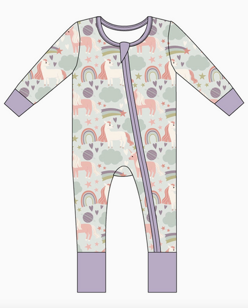 Magical Unicorns Bamboo Convertible Baby Pajamas