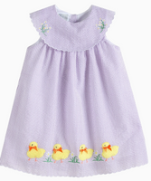 Lavender Fuzzy Chick and Flowers Collared Dress