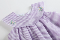 Lavender Fuzzy Chick and Flowers Collared Dress