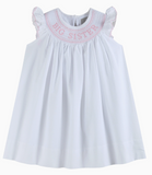 White Big Sister Smocked Bishop Dress