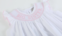 White Big Sister Smocked Bishop Dress