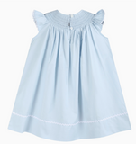 Blue Floral Crosses Smocked Bishop Dress