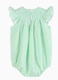 Green Seersucker Easter Bunny Smocked Flutter Romper