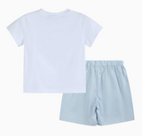 Light Blue Shorts and White Crosses Shirt Set