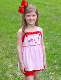 Mouse Embroidery Scalloped Short Set