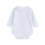 White Pointed Collar Button Romper All Year