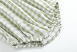 Sage Green Gingham Pumpkin Smocked Romper