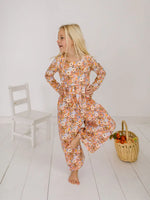 Long Sleeve Leggy Romper in Pumpkin Bouquet