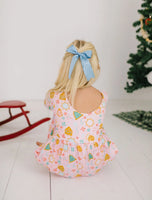 Long Sleeve Leggy Romper in Christmas Cookie