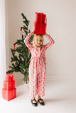 Long Sleeve Leggy Romper in Dainty Bows