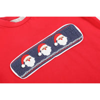 Red Santa Smocked Shirt and Navy Pants Set