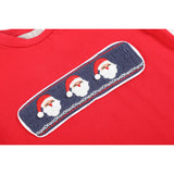 Red Santa Smocked Shirt and Navy Pants Set