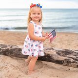 American Flag Print Bamboo Peplum Top & Bike Shorts