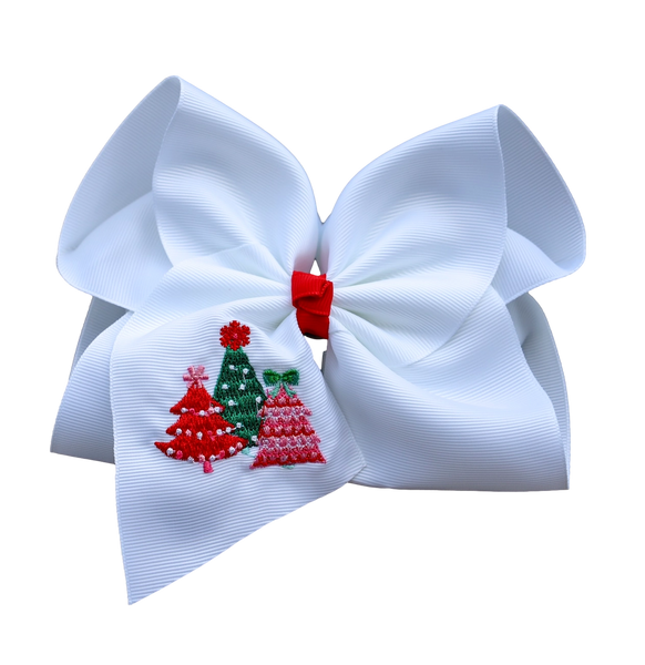 Merry and Bright Embroidered Hair Bow