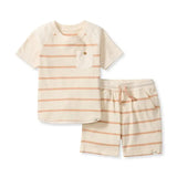 Basic Stripe Boy Tee & Shorts Set