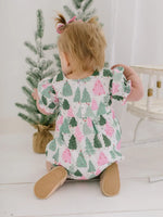 Quinn Poplin Romper in Christmas Trees