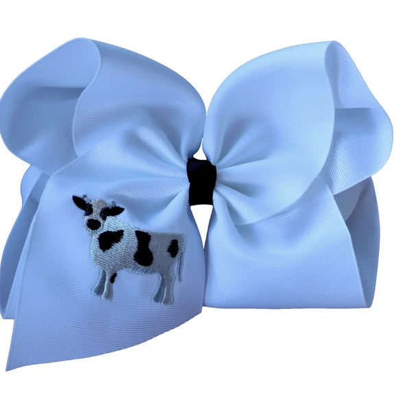 Cow Embroidered Bow