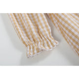Light Brown Gingham Pumpkin Vine Ruffle Dress