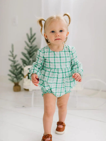 Thalia Poplin Romper in Winter Plaid