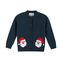 Navy Blue Christmas Santa Knit Cardigan