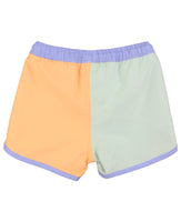 Boys Periwinkle, Green, & Ginger Dolphin Hem Swim Trunks