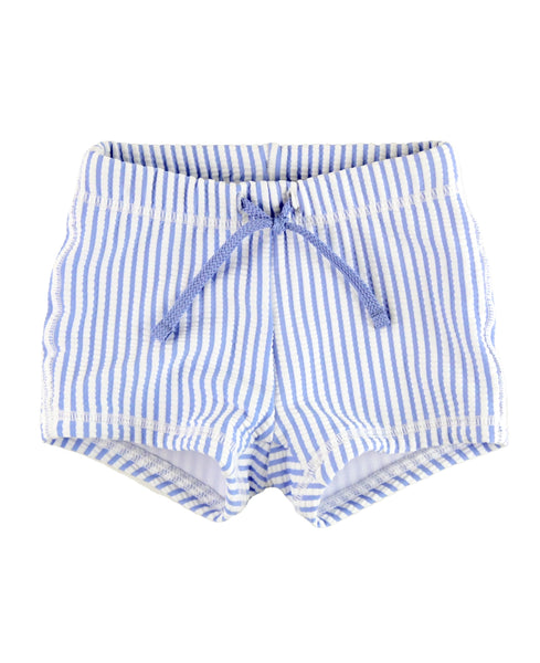 Baby Boys Periwinkle Blue Seersucker Swim Shorties