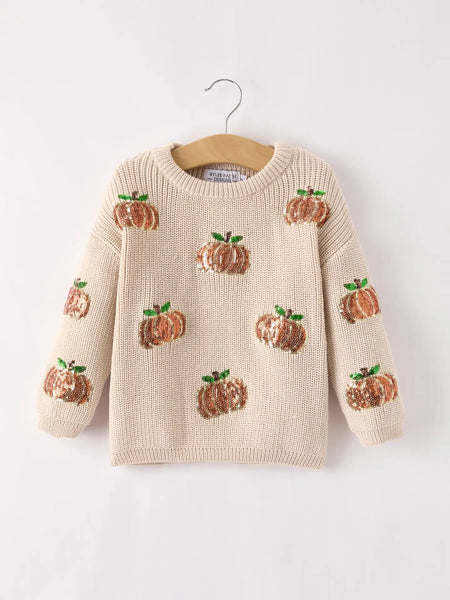 Pumpkin Sequin Sweater