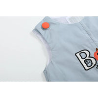 Light Gray 'boo' Applique Overalls