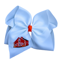 Fall Barn Embroidered Hair Bow