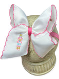 Pink Nutcracker Embroidered Moonstitch Hair Bow | Clip or Headband
