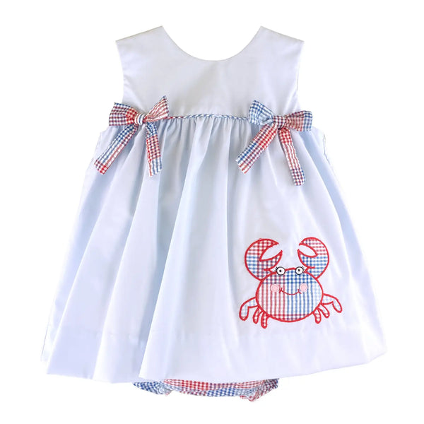 Sun Dress with Crab Applique and Bows