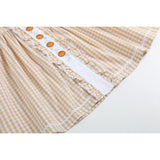 Light Brown Gingham Pumpkin Vine Ruffle Dress