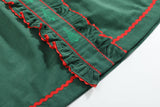 Green Corduroy Christmas Tree Ruffle Dress