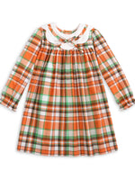 Autumn Plaid Scalloped Bishop Collar Dress