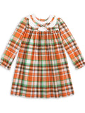 Autumn Plaid Scalloped Bishop Collar Dress