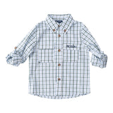 Founders Kids Fishing Shirt- Green/Blue Windowpane