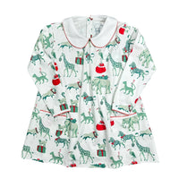 Twirling Pocket Dress in Christmas Safari